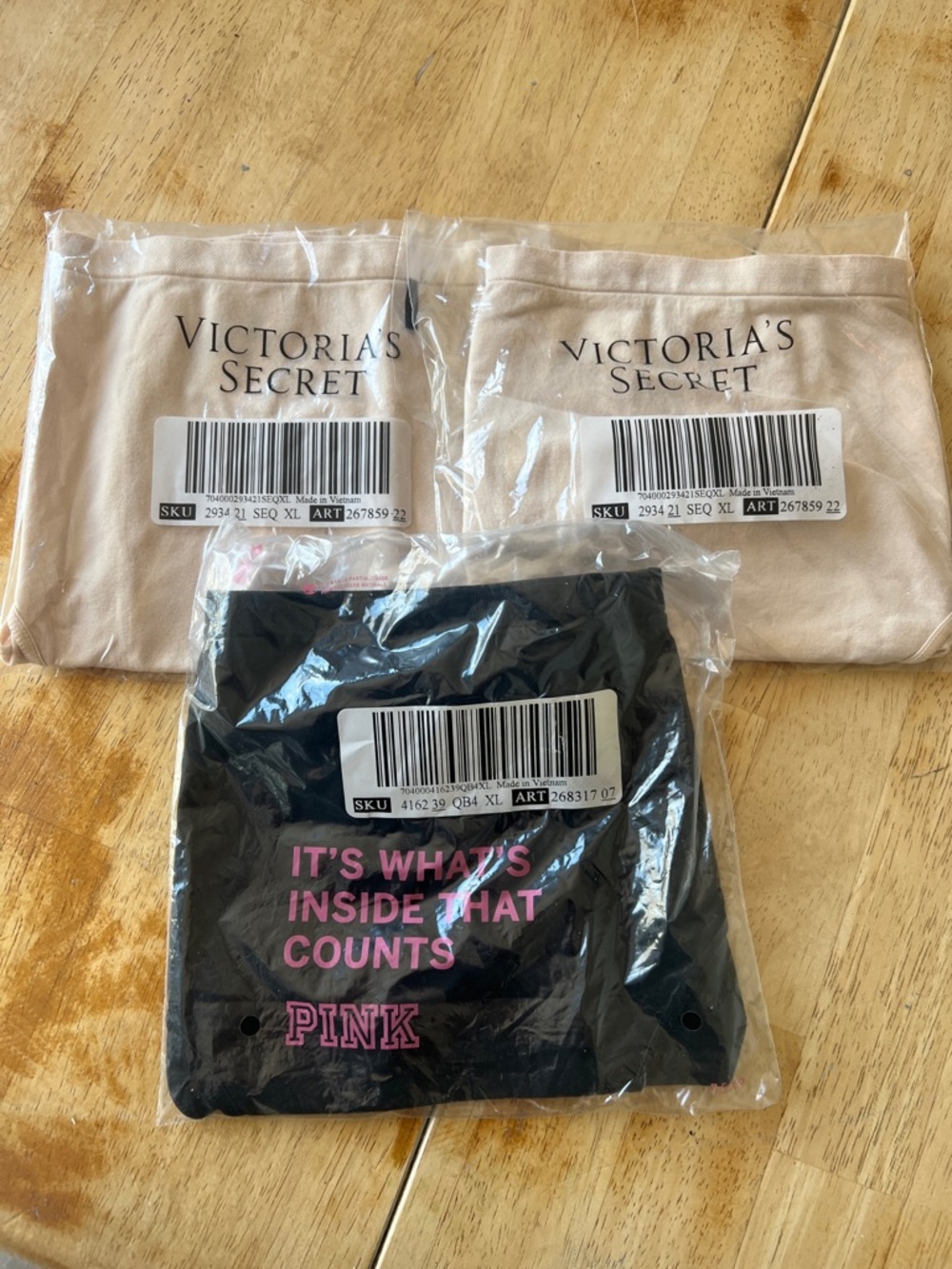 NWT Victorias Secret/Pink seamless panties/3 pair - one black/two nude